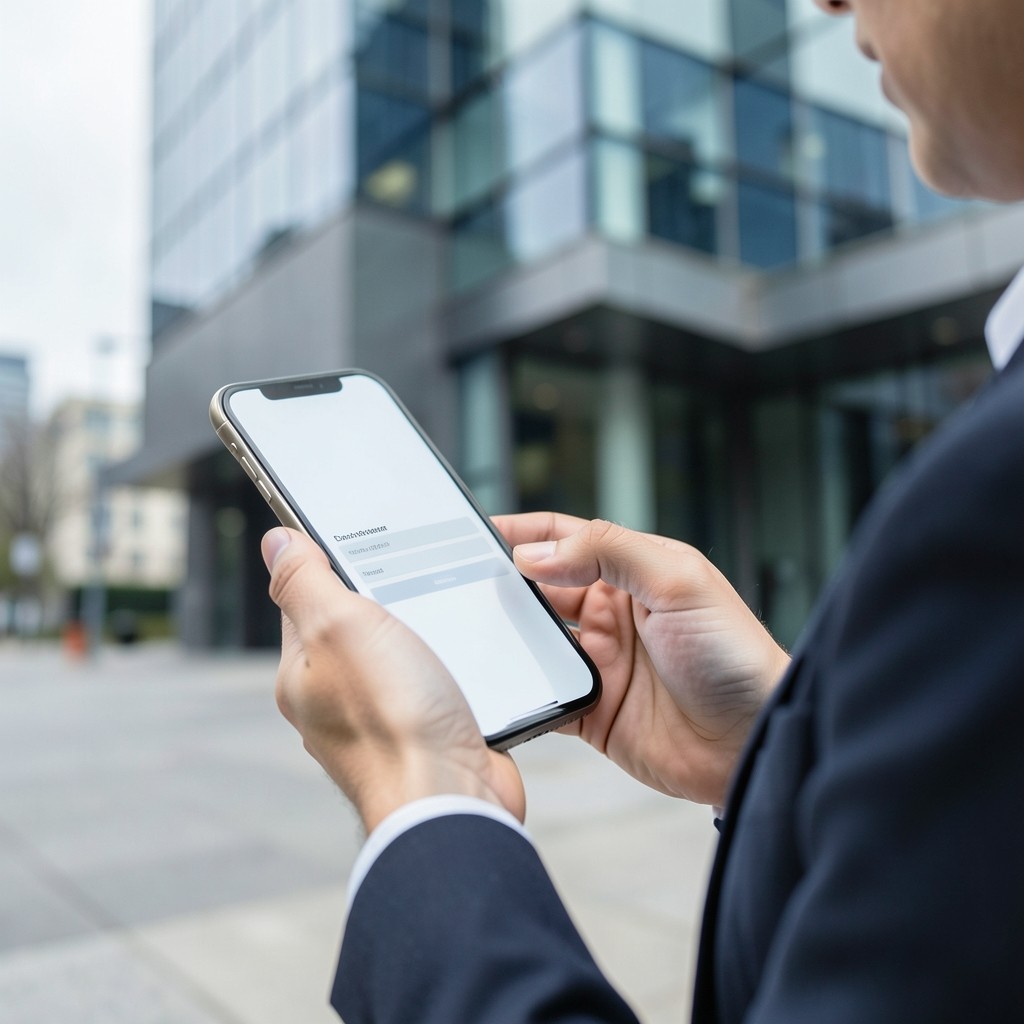 Person füllt auf dem Smartphone ein Kontaktformular aus
